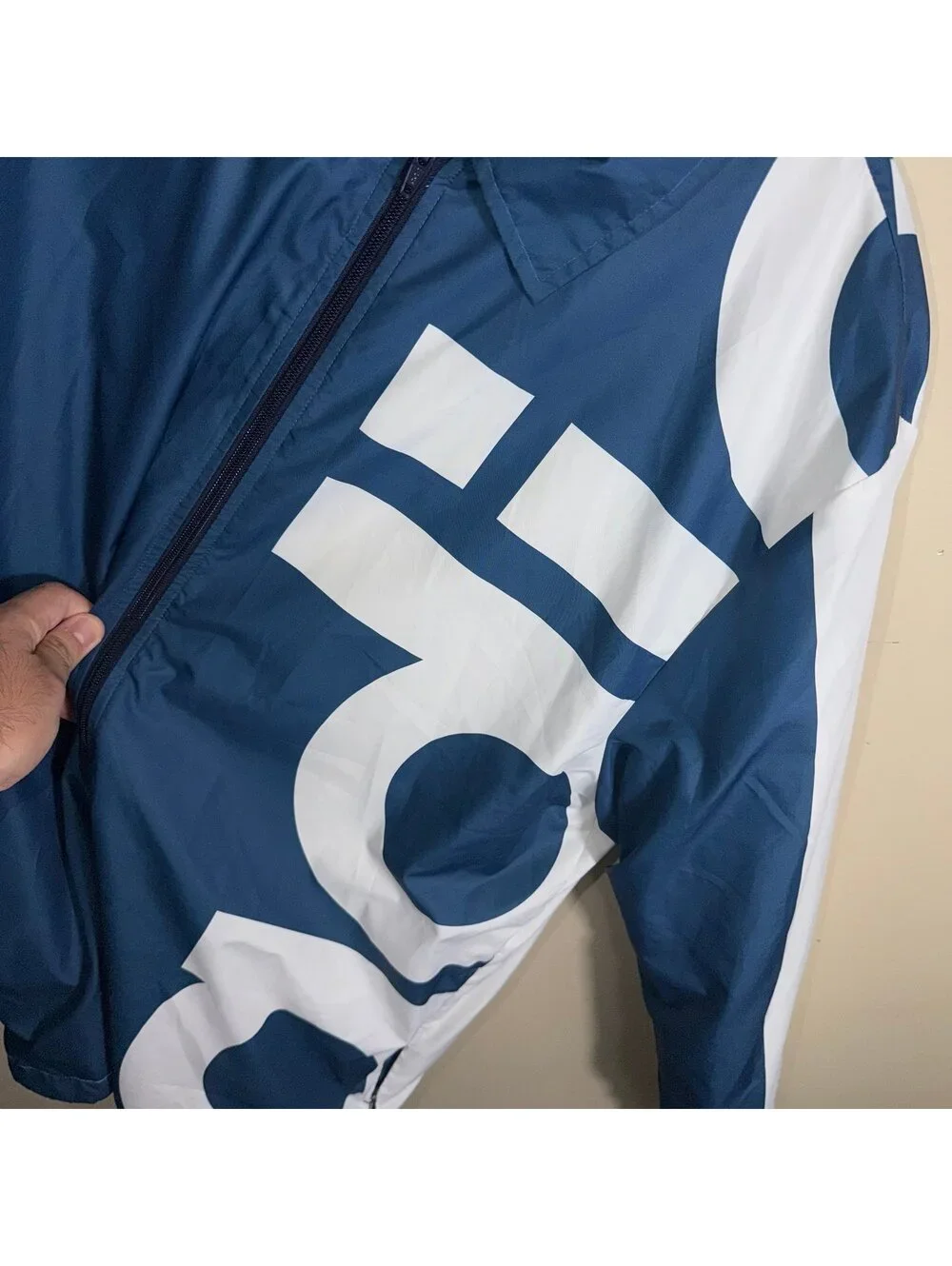 Adidas Originals Blue Spellout Windbreaker Mens LG Vtg y2k 90s Rare